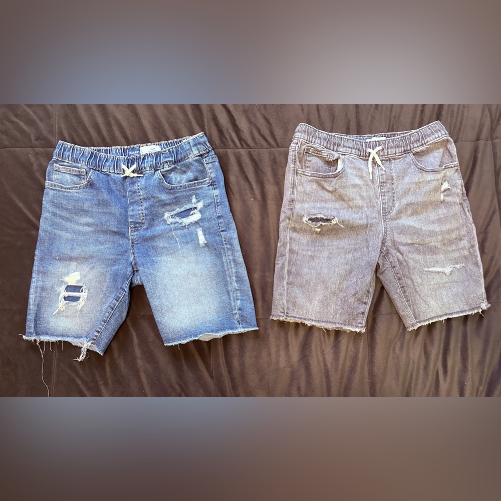 Old Navy Blue and Gray Distressed Denim Shorts